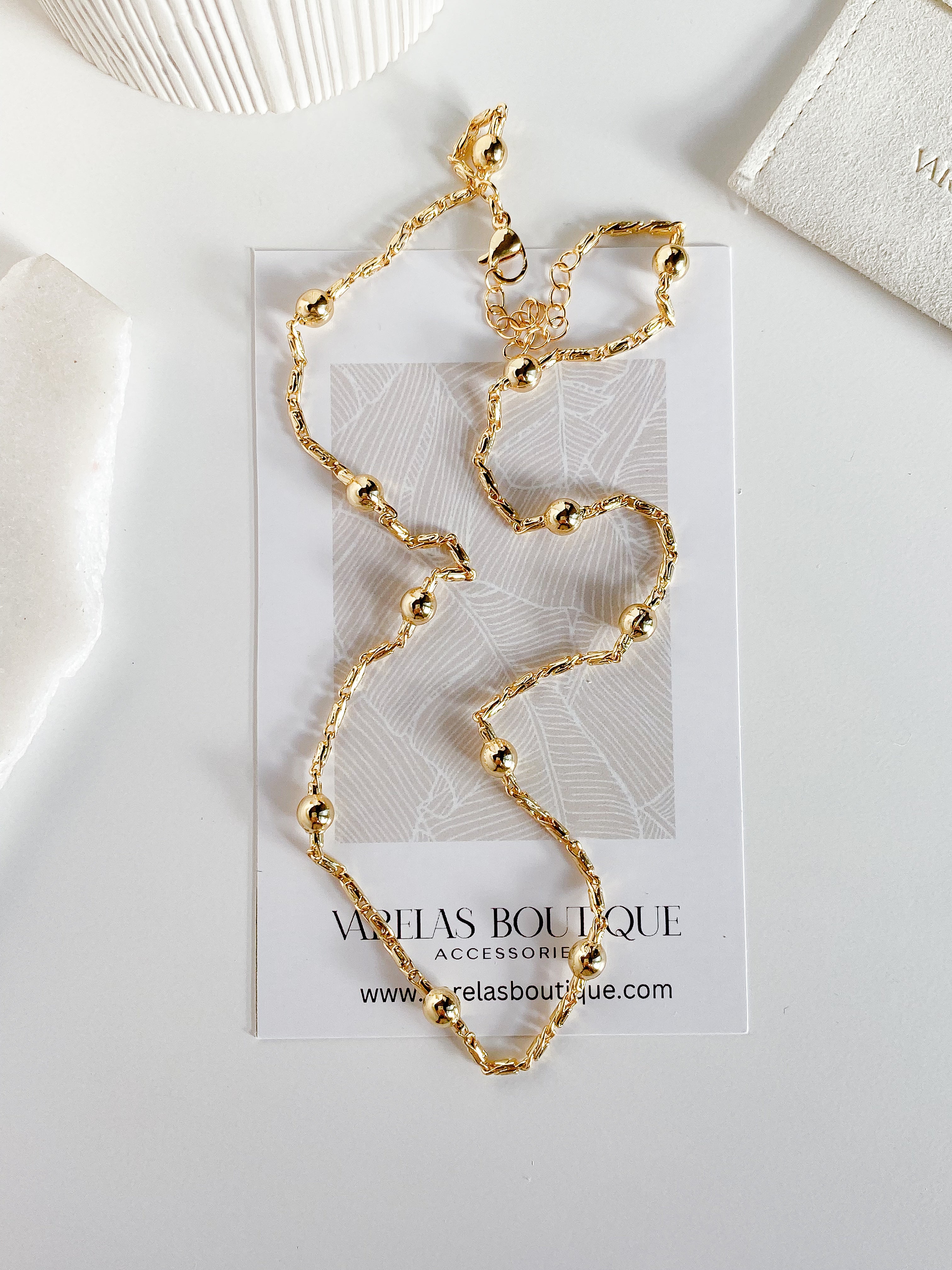 Ball chain gold necklace